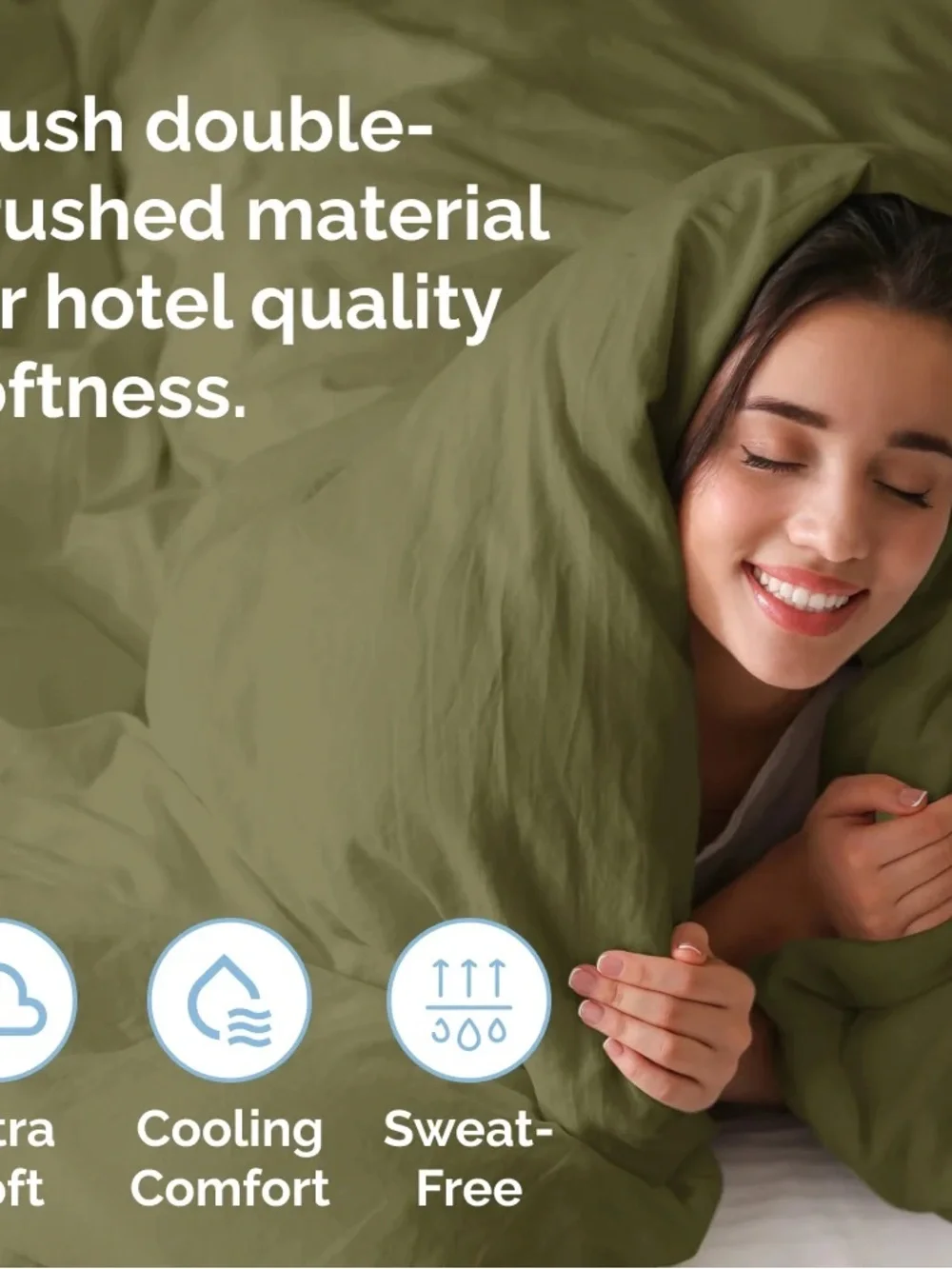 Olive Green Ultra-Soft Duvet Cover Set with 2 Pillow Shams